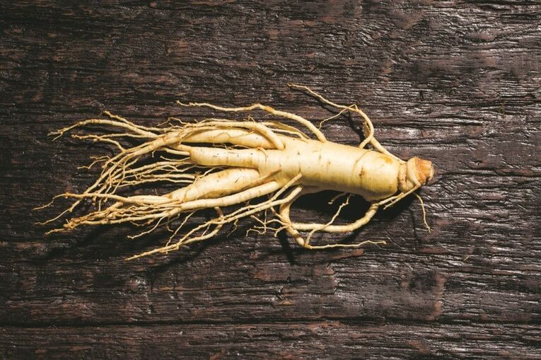 Ginseng root, which stimulates blood circulation in the male genitals